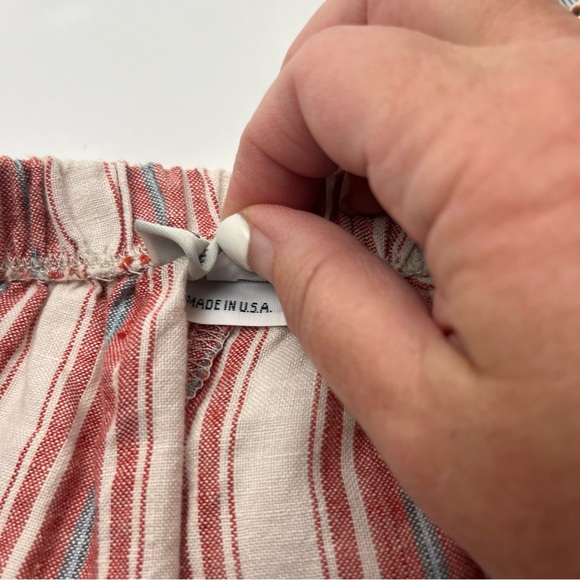 Bryn Walker Ella Red White Striped Wide Leg Cropped Linen Pant Womens Size Small - Picture 4 of 13